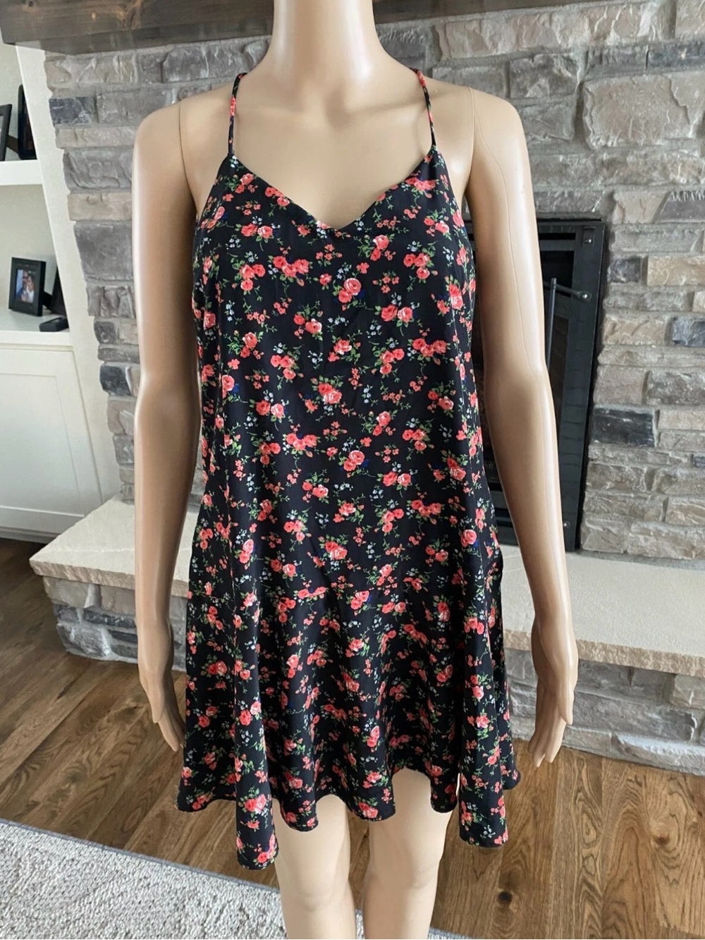 Express Floral spaghetti strap Black Sundress Size 4